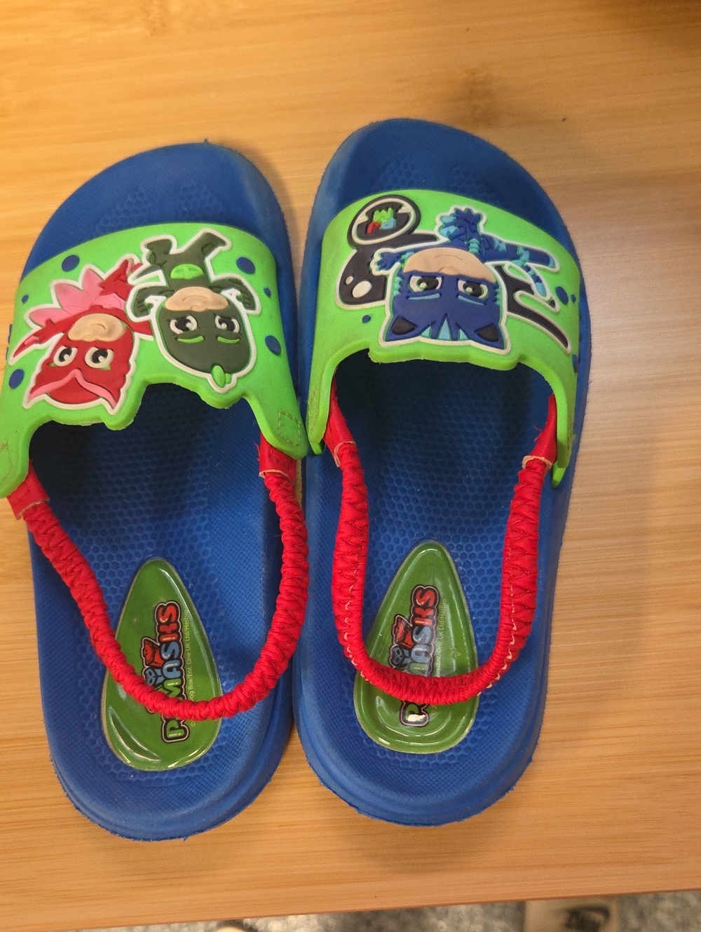 Pj Masks Blue & Green Kids Slip-On Sandals with Red Strap